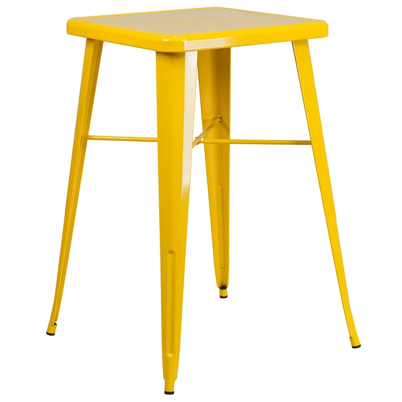 Flash Furniture Square Indoor-Outdoor Bar Height Table, Metal, Yellow, 93.98 x 65.405000000000001 x 15.24 cm