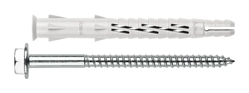 Index Fixing Systems t-nux E – Pack of 8 High Performance Universal Wall Plugs, Nylon Hexagonal Head Screw (Coating), VTNUXE10080_