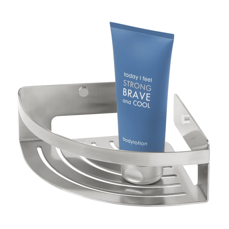 Tiger Caddy Corner Shower Basket, Stainless Steel Brushed, 18.4 x 7 x 18.4 cm