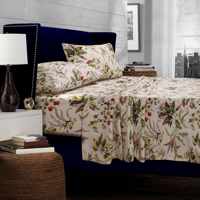 Tribeca Living Maui Printed Deep Pocket Percale Sheet Set, Twin X-Large, Multicolor