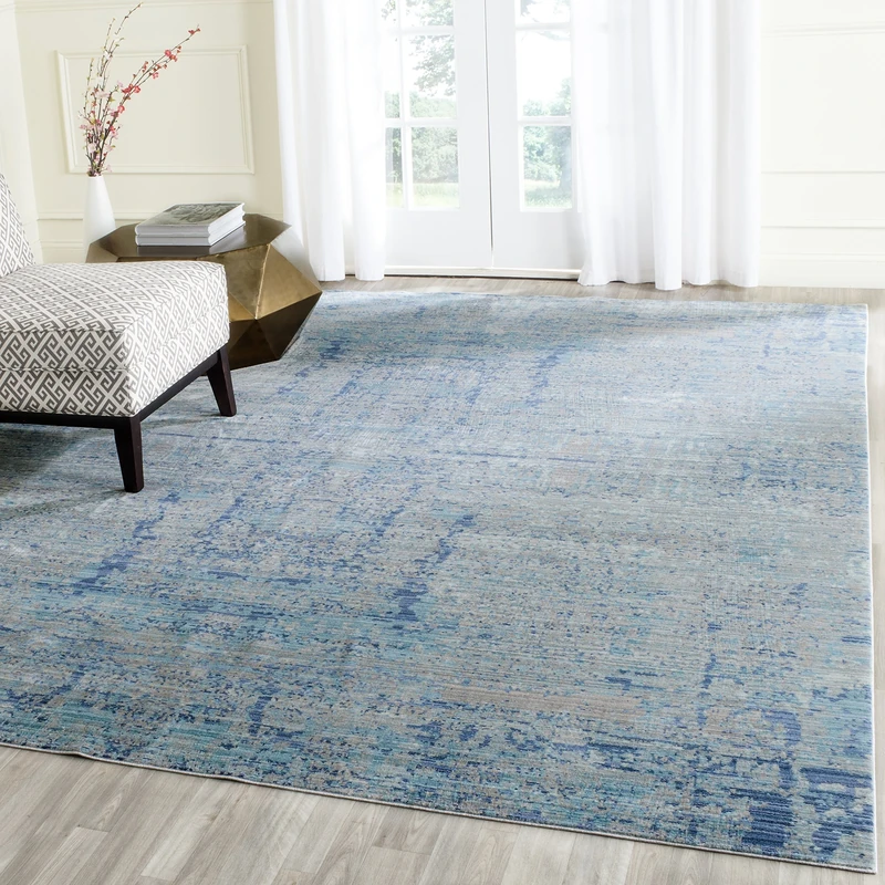 Safavieh Metro-Mod Indoor Woven Rectangle Area Rug, Mystique Collection, MYS971, in Light Blue / Multi, 152 X 244 cm for Living Room, Bedroom or Any Indoor Space