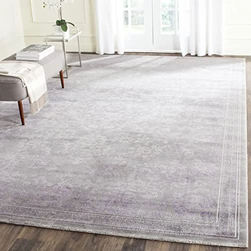 Safavieh Glam Indoor Woven Rectangle Area Rug, Passion Collection, PAS402, in Grey / Lavender, 201 X 279 cm for Living Room, Bedroom or Any Indoor Space
