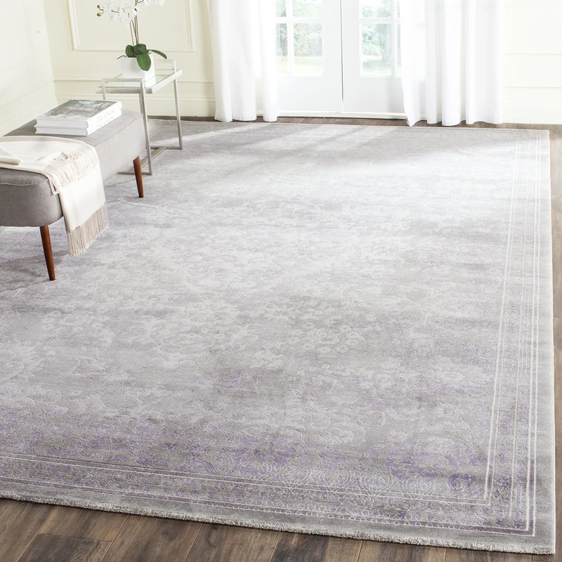 Safavieh Glam Indoor Woven Rectangle Area Rug, Passion Collection, PAS402, in Grey / Lavender, 155 X 231 cm for Living Room, Bedroom or Any Indoor Space
