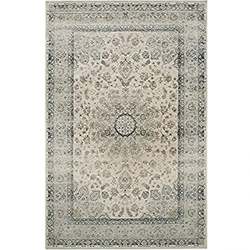 Safavieh Vintage Inspired Indoor Woven Rectangle Area Rug, Persian Garden Collection, PGV605, in Ivory / Light Blue, 201 X 279 cm for Living Room, Bedroom or Any Indoor Space
