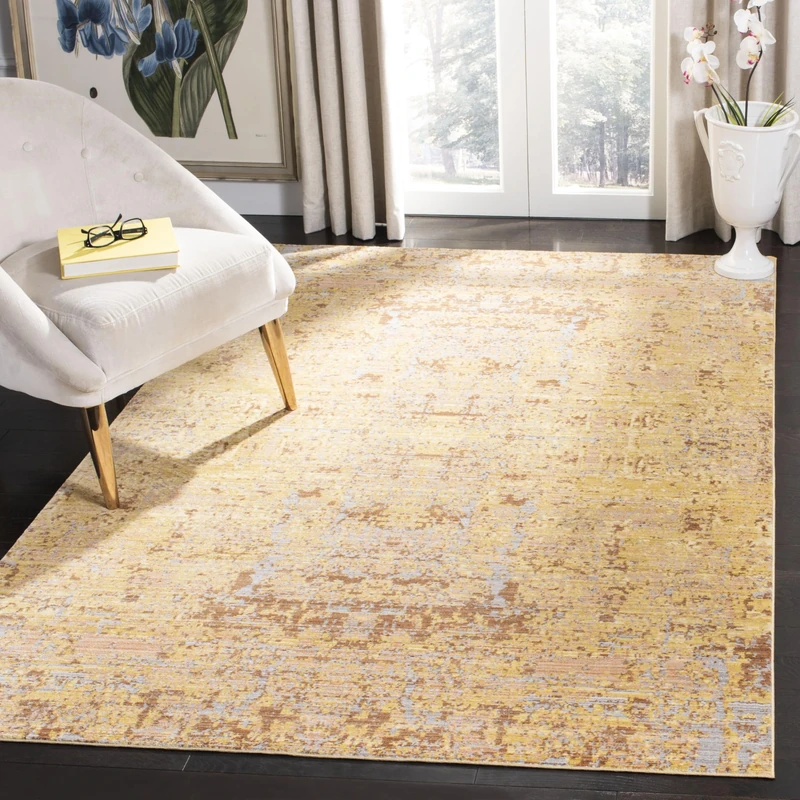 Safavieh Metro-Mod Indoor Woven Rectangle Area Rug, Mystique Collection, MYS971, in Gold / Multi, 152 X 244 cm for Living Room, Bedroom or Any Indoor Space