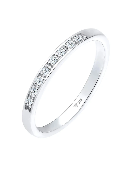 Elli DIAMONDS Ring Women Studded Ring Sparkling with Diamond (0.04 ct.) in 925 Sterling Silver
