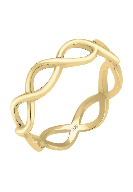 Elli Premium Ladies Infinity Stacking Ring 375 Yellow Gold 925 Sterling Silver – 0609662215