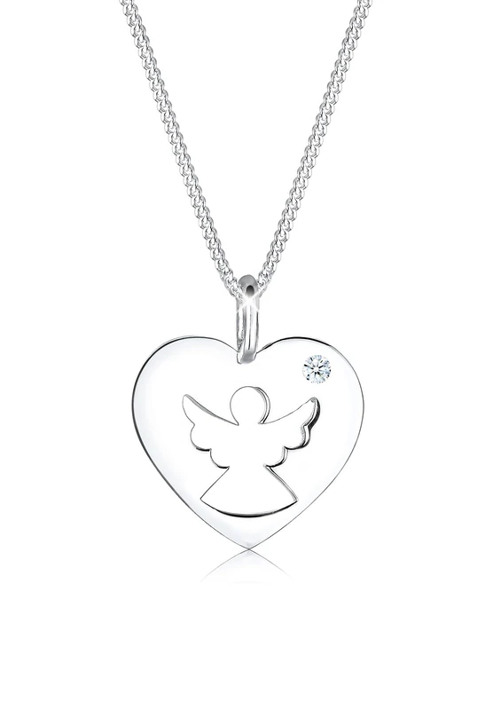 Elli DIAMONDS Necklace Women Heart Guardian Angel with Diamond (0.03 ct.) in 925 Sterling Silver