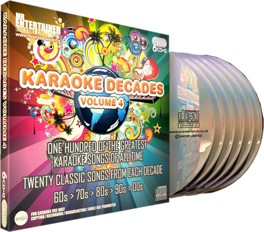 Mr Entertainer Karaoke Decades Volume 4 - 100 Song 6 Disc CD+G (CDG) Pack