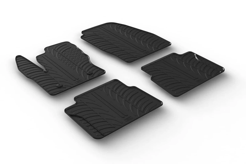 Gledring Rubber Mat Set Compatible with Ford Transit Connect Kombi Furgon (L1/L2) 2014- (4-Piece T-Profile + Mounting Clips)