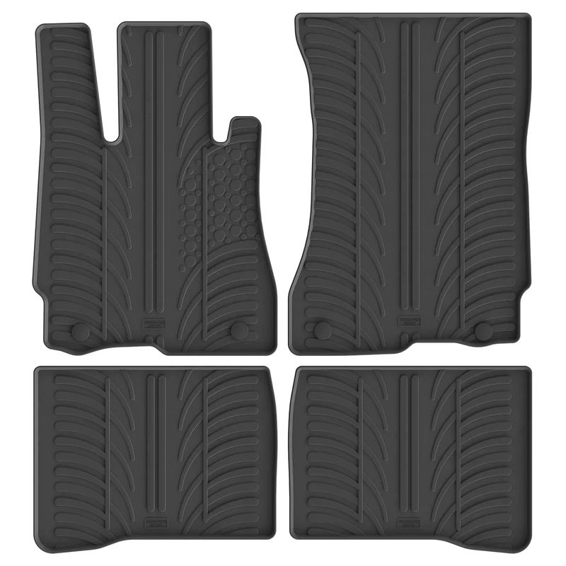 Gledring Rubber car mats set LHD compatible with Mercedes S-Class W221 2005-2013 (T profile 4-pieces + mounting clips)