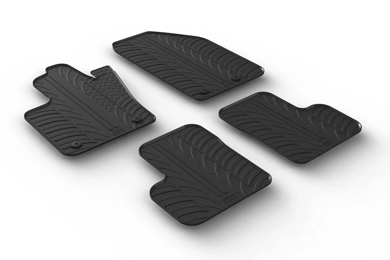 Gledring Rubber car mats set LHD compatible with Fiat 500X 2015- & Jeep Renegade after 02/2015- (T profile 4-pieces + mounting clips)