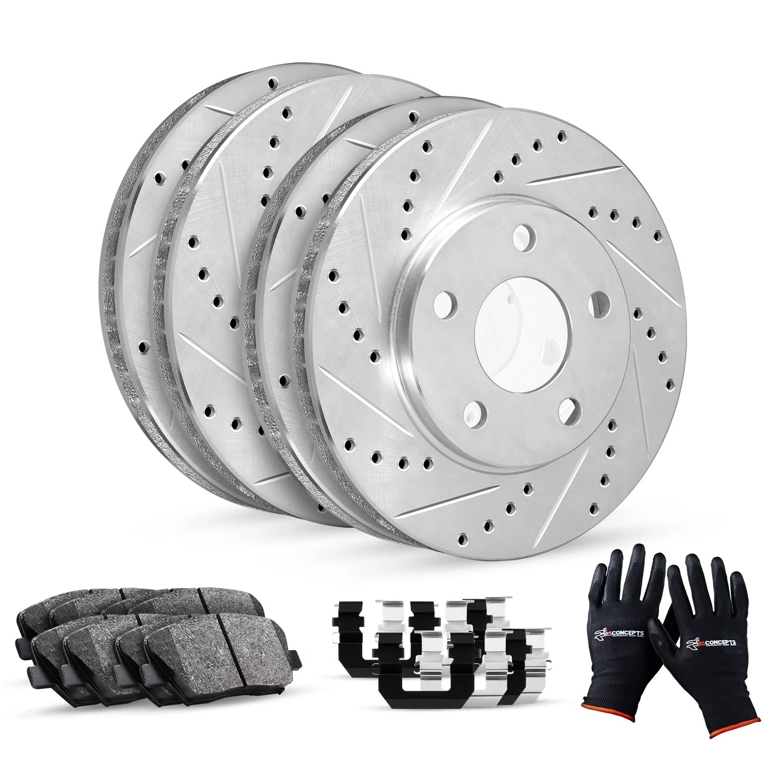 R1 Concepts Front Rear Brakes and Rotors Kit |Front Rear Brake Pads| Brake Rotors and Pads| Ceramic Brake Pads and Rotors |Hardware Kit|fits 2007-2013 BMW 328i, 2008-2010 BMW 323i