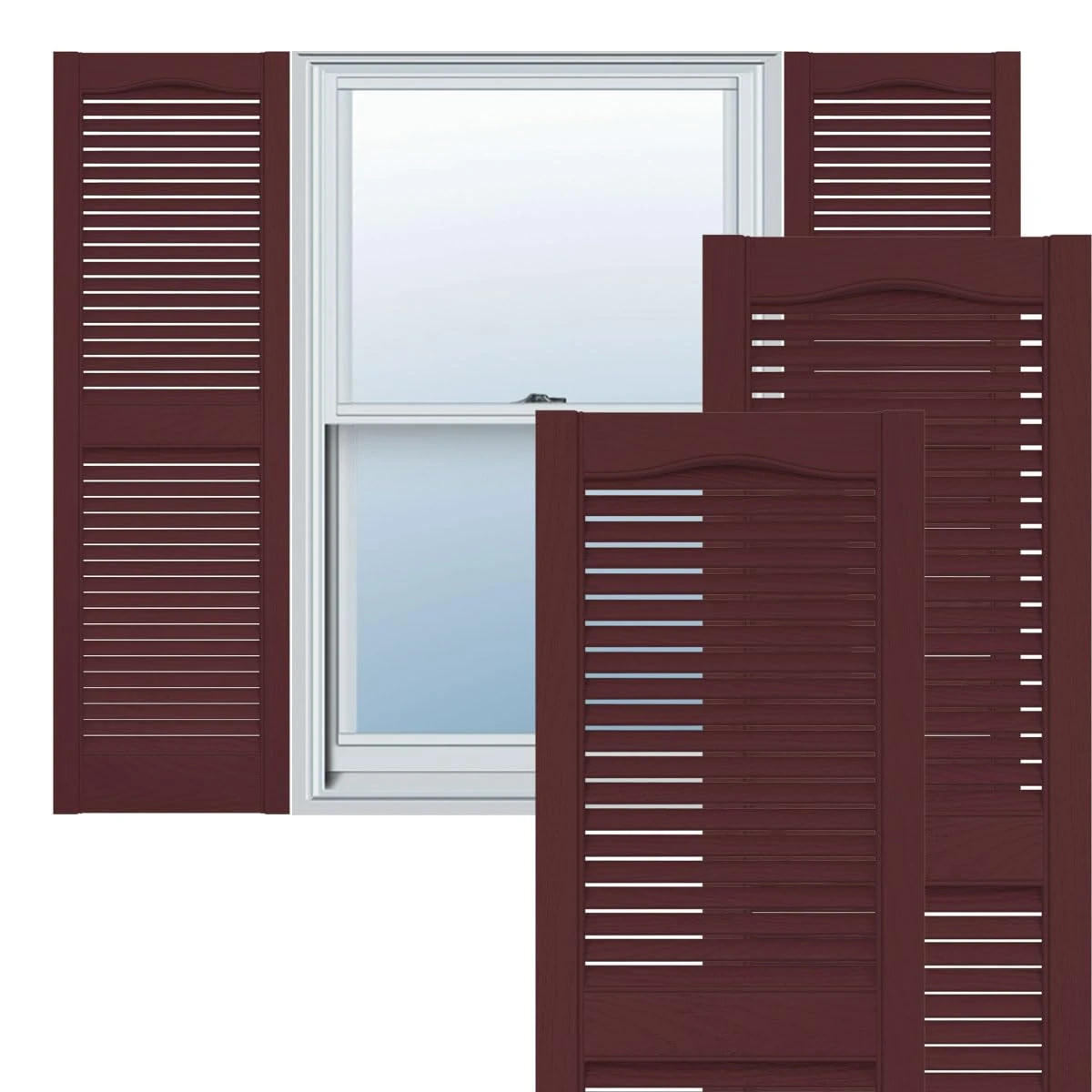 Ekena Millwork LL1S12X06400BD Lifetime Vinyl Standard Shutter (Per Pair), 12"W, Bordeaux