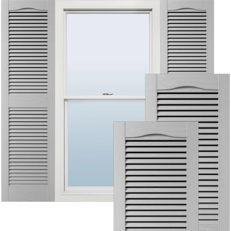 Ekena Millwork Lifetime Vinyl LL1S14X03900PG Standard Cathedral Top Center Mullion, Open Louver Vinyl Shutters, w/Installation Shutter-Lok's & Matching Screws (Per Pair), 14 1/2"W x 39"H, Paintable
