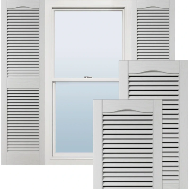 Lifetime Vinyl LL1S14X04300WH Standard Cathedral Top Center Mullion, Open Louver Vinyl Shutters, w/Installation Shutter-Lok's & Matching Screws (Per Pair), 14 1/2"W x 43"H, White