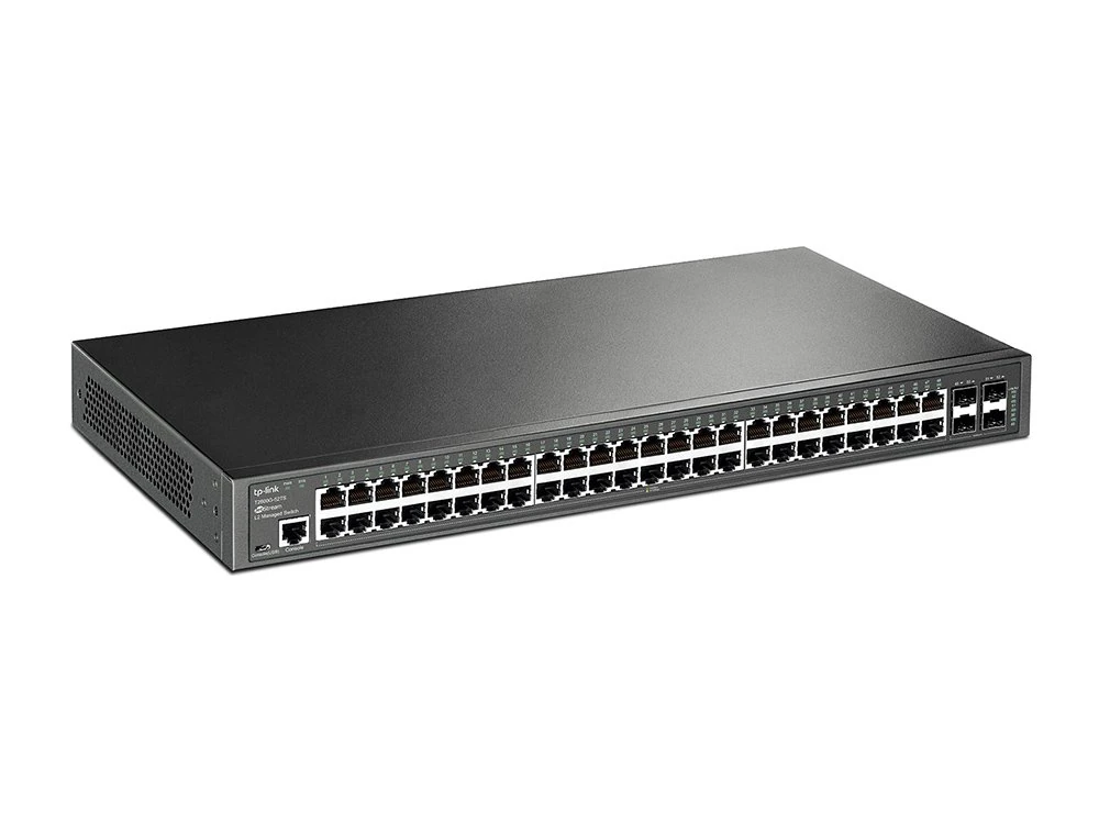 TP-LINK T2600G-52TS Managed Switch Level 2+ with 48 Gigabit RJ45 Ports + 4 Gigabit SFP Fanless Ports