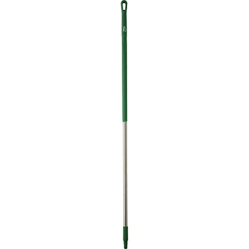 Vikan 29392 59" Stainless Steel Handle with Threaded Tip, 1-7/32" Diameter, Green