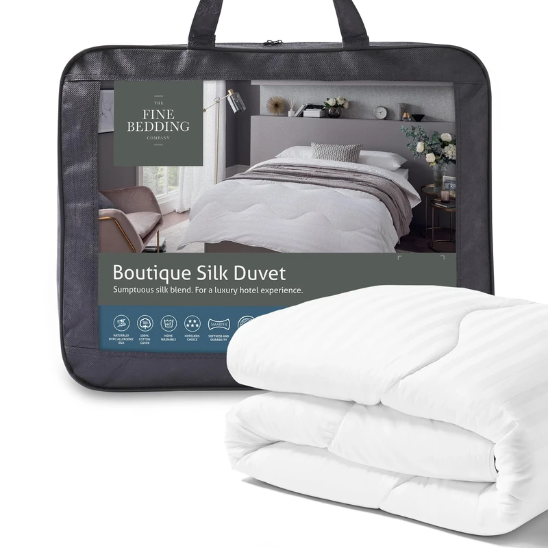 The Fine Bedding Company Boutique Silk King Size Duvet 4.5 Tog – Lightweight Summer Duvet with Recycled Eco Smartfil® and Pure Silk Blend, Washable, Hotel Quality Quilt – King Bed Size