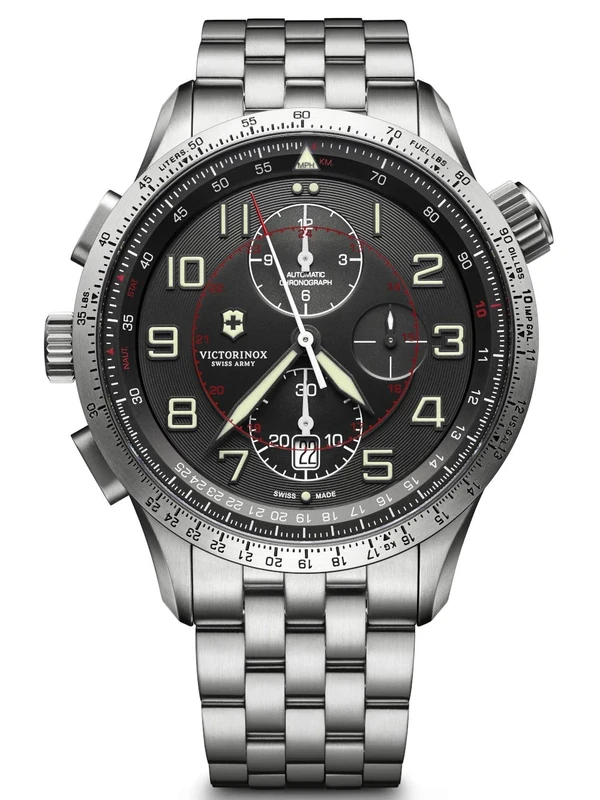 Victorinox Men's Airboss Mach 9 - Chronograph Black Edition Swiss Made Automatic Stainless Steel Watch 241722