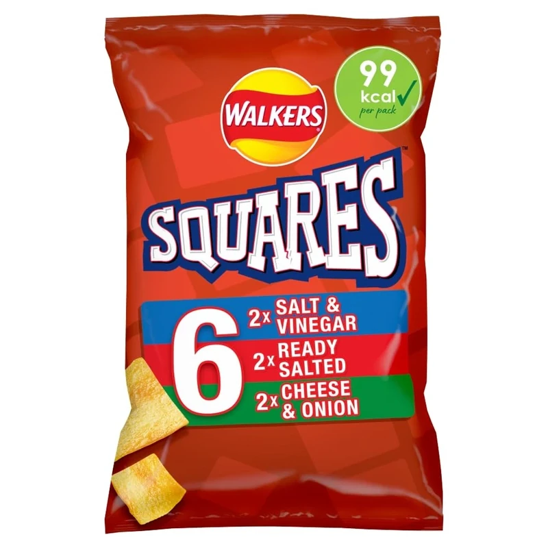 Walkers Squares Variety Multipack Snacks Crisps 6x22g