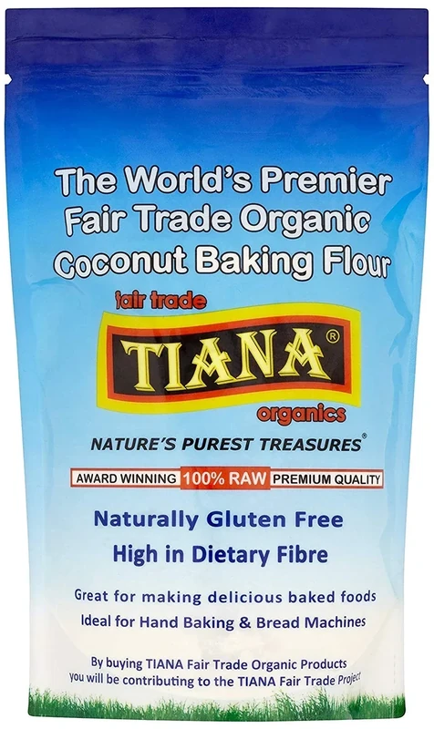 TIANA FairTrade Organics Gluten Free Coconut Baking Flour in 500g pouches (Pack of 12)
