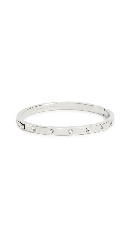 Kate Spade New York Set in Stone Metal Stone hinged Bangle, Clear/Silver