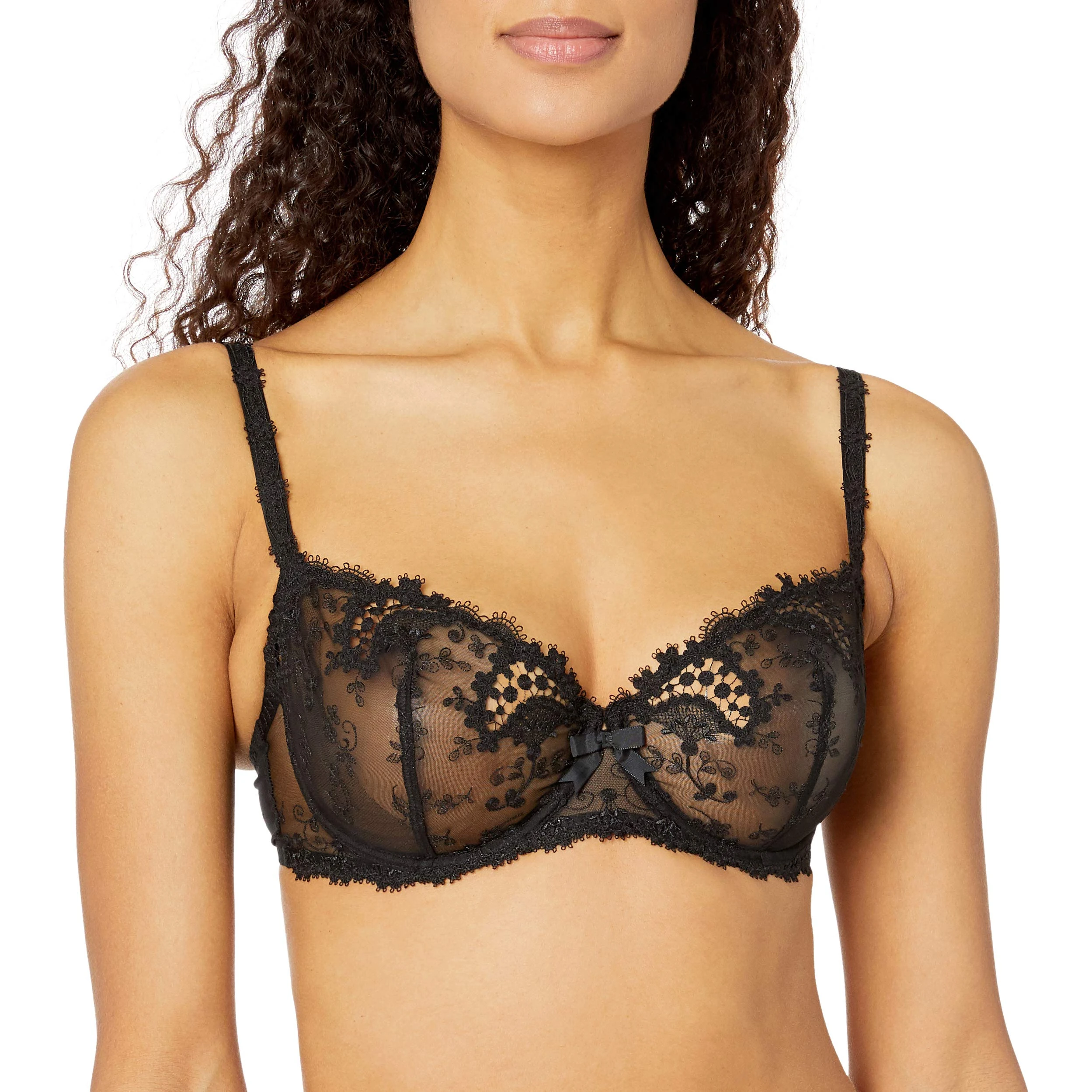 Simone Perele Womens Wish Demi Cup, White, One Size, Black, 34D