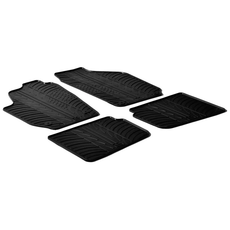 Gledring Rubber car mats set LHD compatible with Skoda Roomster 2007- (T profile 4-pieces + mounting clips)