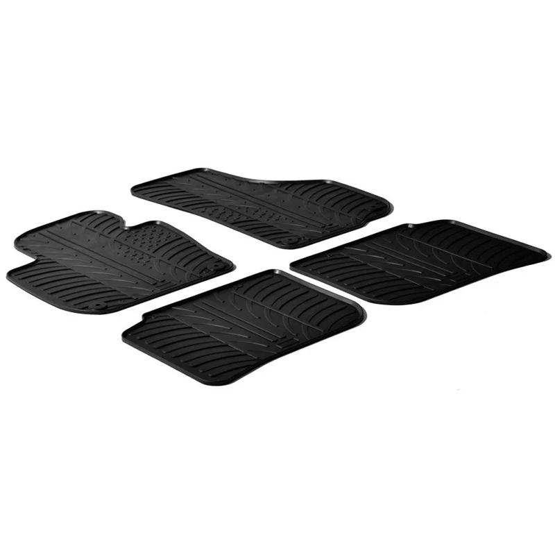 Gledring Rubber car mats set LHD compatible with Skoda SuperB 2008-2015 (T profile 4-pieces + mounting clips)
