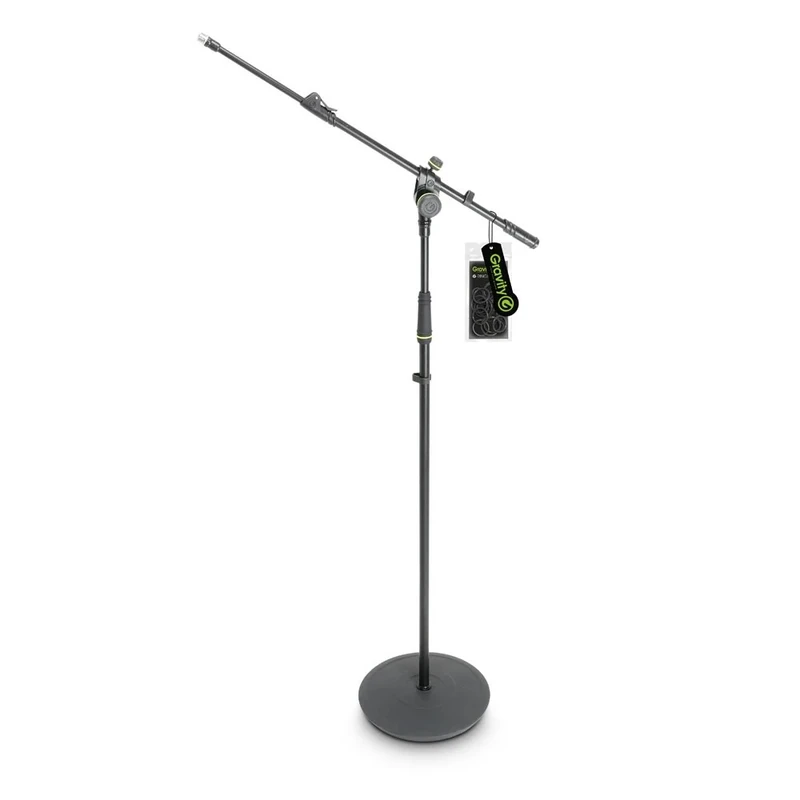Gravity MS 2322 B - Microphone Stand with Round Base and 2-Point Adjustment Telescoping Boom, Long