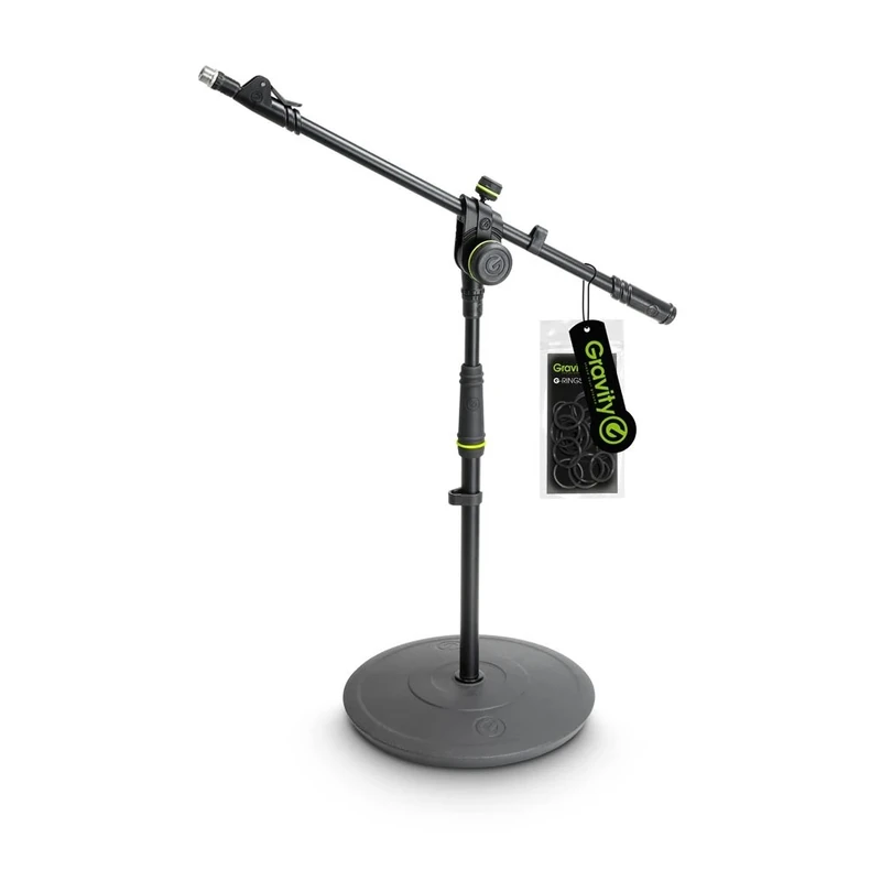 Gravity MS 2222 B - Short Microphone Stand with Round Base and 2-Point Adjustment Telescoping Boom