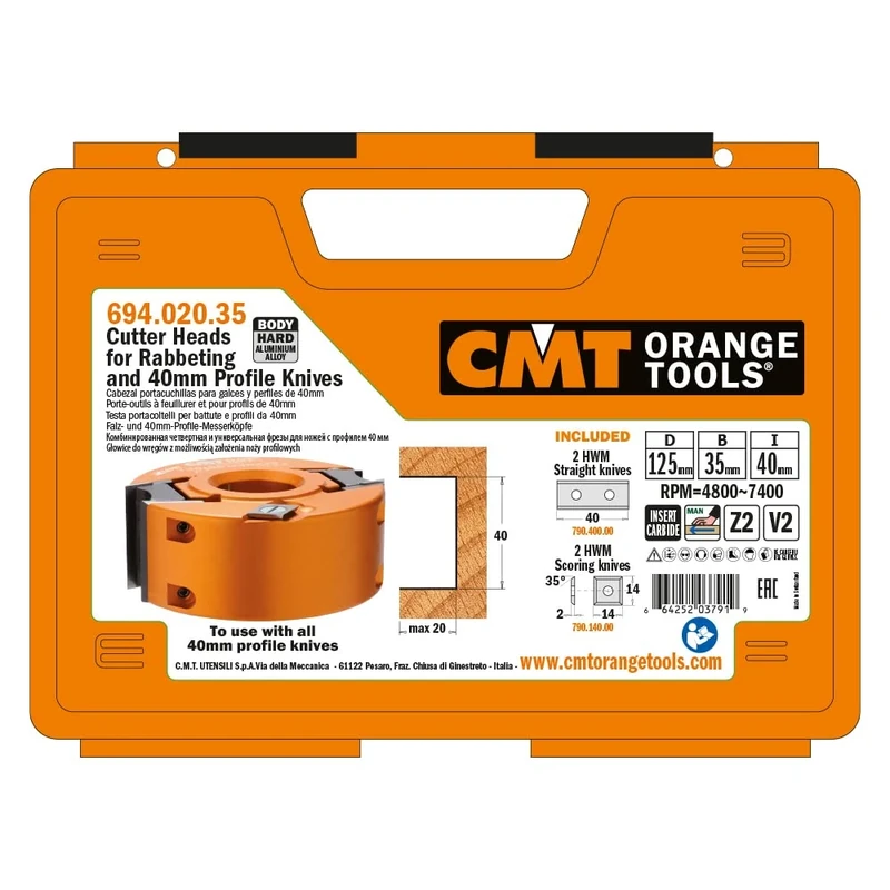 CMT 694.020.35 - Rabbeting and 40Mm Profile Cutter Head Hw Z2+2 D=125X40X35