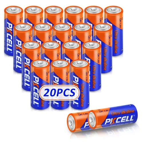 PKCELL LR1 Battery, E90/ MN9100 /N Type Battery 1.5v Alkaline Batteries for Clock, Alarm, Remote Control, 20 Packs
