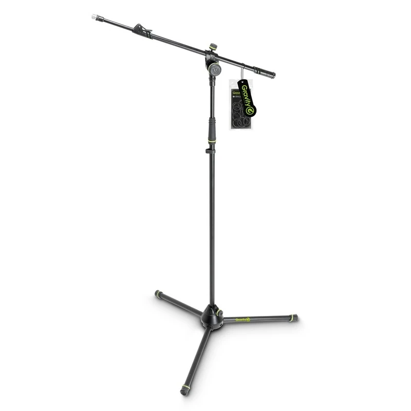 Gravity MS 4322 B - Microphone Stand with Folding Tripod Base and 2-Point Adjustment Telescoping Boom