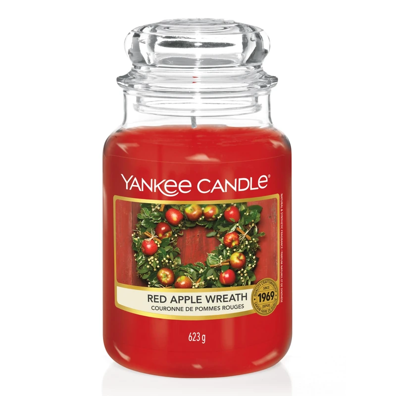 Yankee Candle Scented Candle | Red Apple Wreath Large Jar Candle | Long Burning Candles: up to 150 Hours