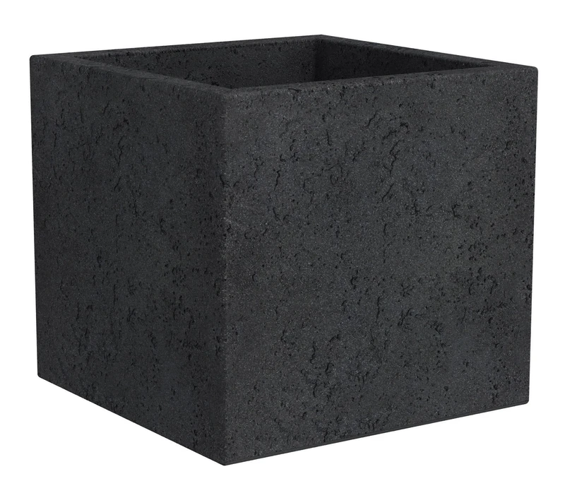 Scheurich C-Cube Planter, Plastic, Stony Black, 29x29 cm, Höhe 27 cm