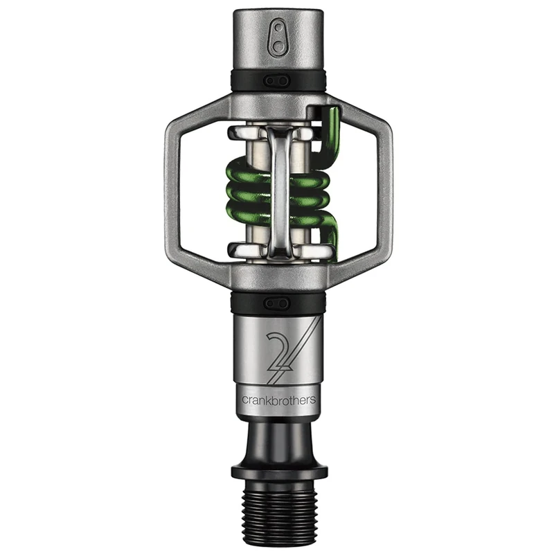 Crankbrothers Eggbeater-2 Pedals, Silver with Green Spring