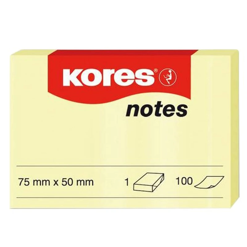 Kores n46057 Papier-Notes Repositionable 75 x 50 mm 100 Sheets Yellow
