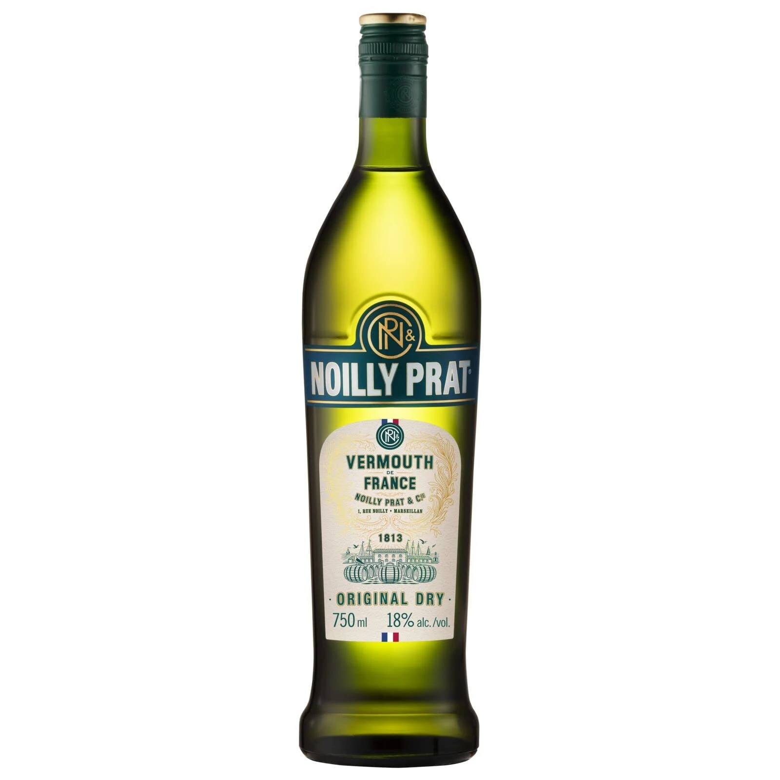 Noilly Prat Original Dry Vermouth, 18% ABV, 75cl / 750ml, A French Apéritif Perfect for Martini Cocktails, Made with 20 Herbs & Spices Including Chamomile, Coriander, Bitter Orange & Elderflower