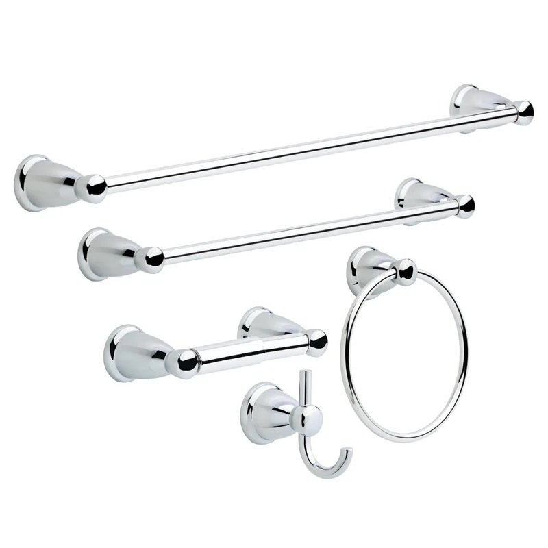Franklin Brass Kinla 5-Piece Bath Hardware Towel Bar Accessory Set, Polished Chrome