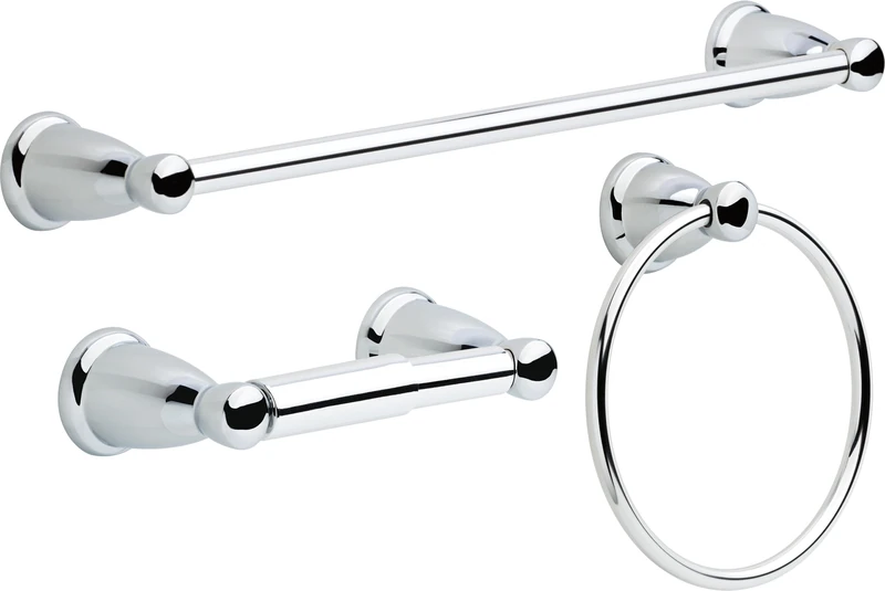 Franklin Brass Kinla 3-Piece Bath Hardware Towel Bar Accessory Set, Polished Chrome