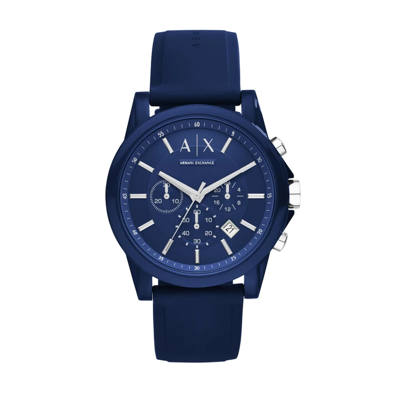 ARMANI EXCHANGE Outerbanks Unisex Quartz Watch with Blue Dial and Blue Silicone Strap AX1327