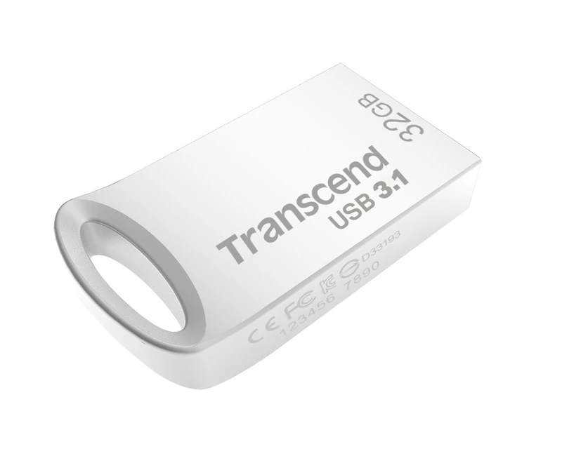 Transcend 32GB JetFlash, Small and Compact USB Stick 3.1 Gen 1 (for the Keychain), with Frustration Free Packaging,Silver- TS32GJF710SPE
