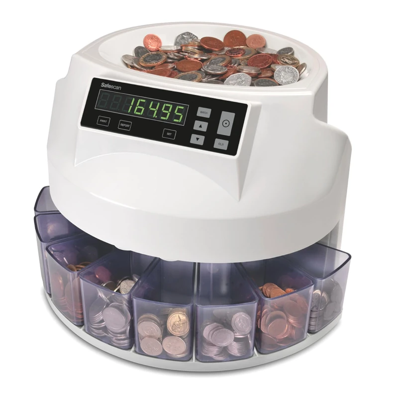Safescan 1250 GBP Coin Counter that Quickly Value Counts and Sorts Mixed British Coins - Coin Sorter that Sorts Coins Per Denomination - Money Counting Machine for Continuous Coin Counting