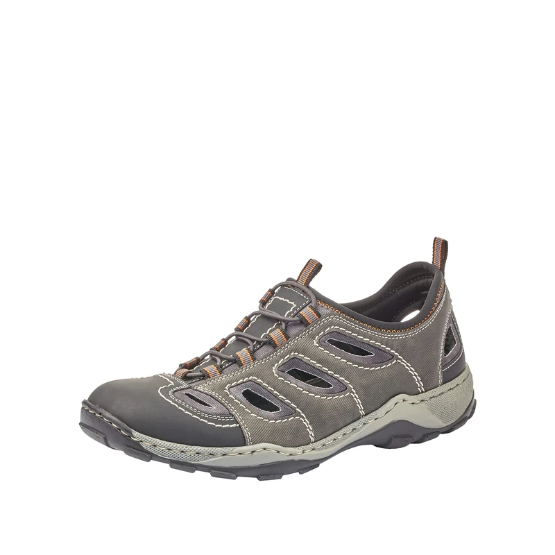 Rieker Men's Slip-On Trainers 08065, Men's Low Shoes, Grey Black Smoke, 10.5 UK