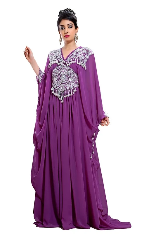 PalasFashion Women's Designer Butterfly Caftan - One Size Purple