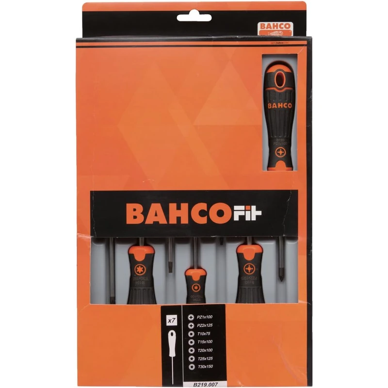 Bahco B219.007 "Fit" Pz/Torx Screwdriver Set, Multi-Colour