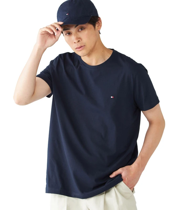 Tommy Hilfiger - Men's T-Shirt - Logo T Shirt For Men - Crew Neck T Shirt Men - Tommy Jeans Logo - 100% Organic Cotton Jersey - Navy - Size S - Image 1