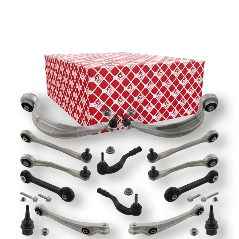 febi bilstein 49419 Control Arm Kit with joints, stabiliser links, tie rod ends and additional parts, pack of one